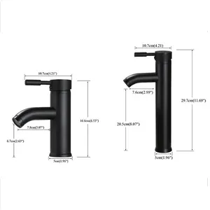 Schwarzer minimalistischer Stilhahn aus heißem und kaltem Wasser Bad Mixer Taps Basin Edelstahl 6 Hauptverkauf von Bademixern - №6