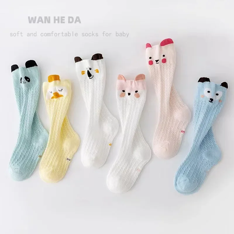 Boys Socks Summer New Born Mesh Cotton Sock Newborn Cute Cartoon Cat Pattern  Anti Mosquito Long Stocking Baby Girl Accessories