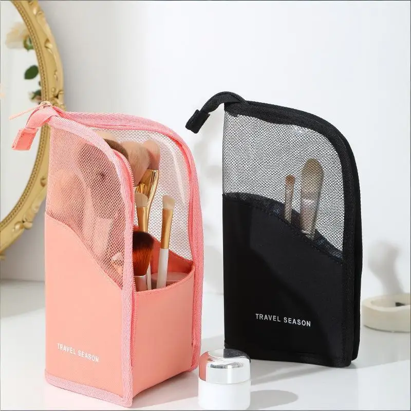 Transparent Zippered Makeup Brush Pouch Ideal for Travel Convenient Storage Solution