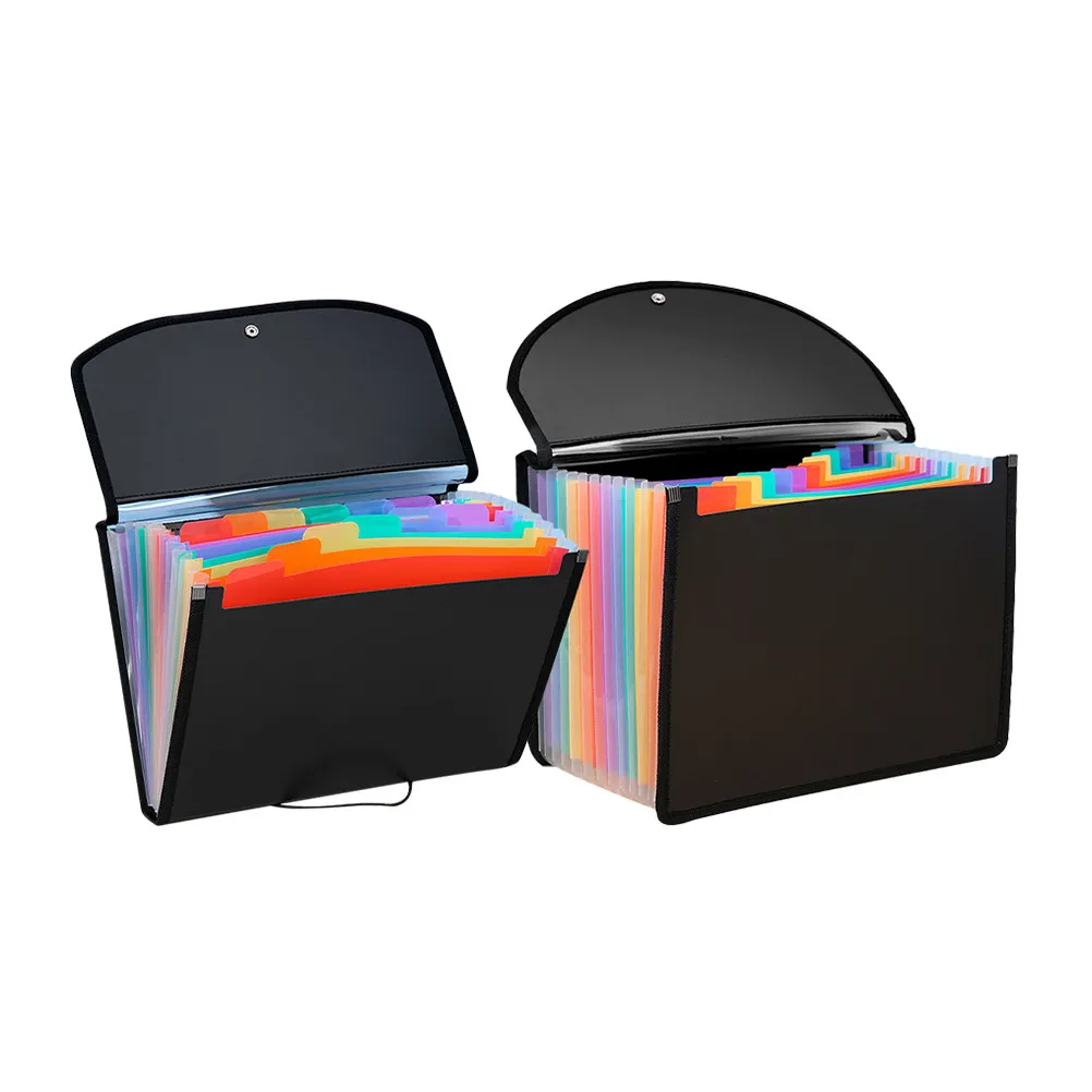 2Pcs Wear-Resistant PVC Expanding File Folder Handheld Accordion Document Organizer Ideal for Office School Home File Storage