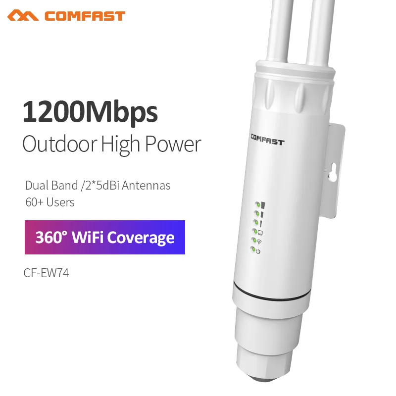 

Comfast 300M/1200M Outdoor Access Point Wireless WiFi Extender 2.4G/5GHz AC1200 Wide-Area Router WiFi Antenns Street Repeater AP