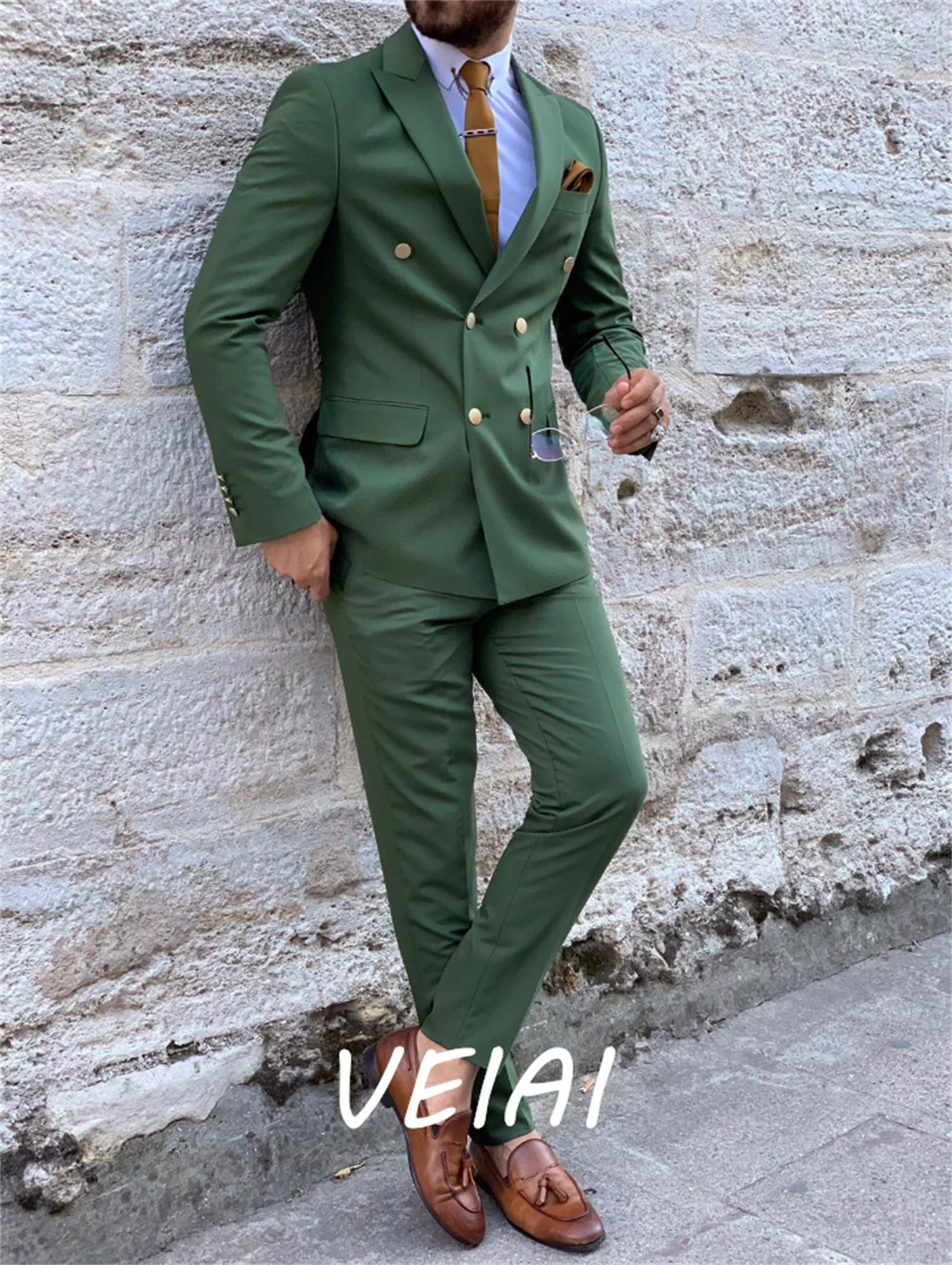 

Green Men Tuxedo Groom Wear Suits Shawl Lapel Slim Fit High Quality Wedding Business Prom Party Suits 2Pieces suit(Jacket+Pants)