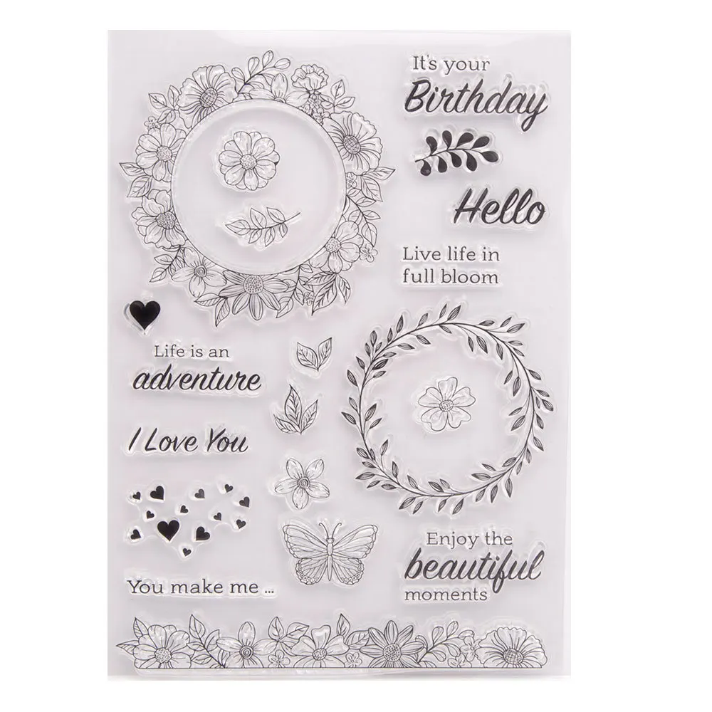 1pcs Flower Series Clear Stamp Crafts Flowers Silicone Stamps Acrylic Stamp Blocks Tools for Card Making Decor DIY Scrapbooking