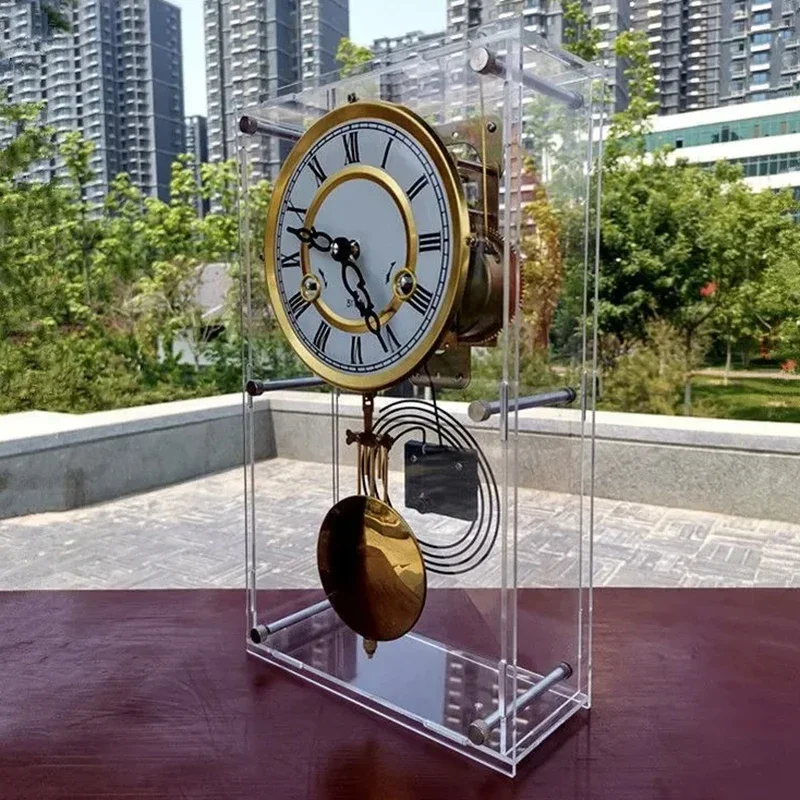 Horloge Mécanique Nordique Rétro Transparente, Pendule De Bureau, Mouvement En Cuivre Pur, Montre De Chambre À Coucher,