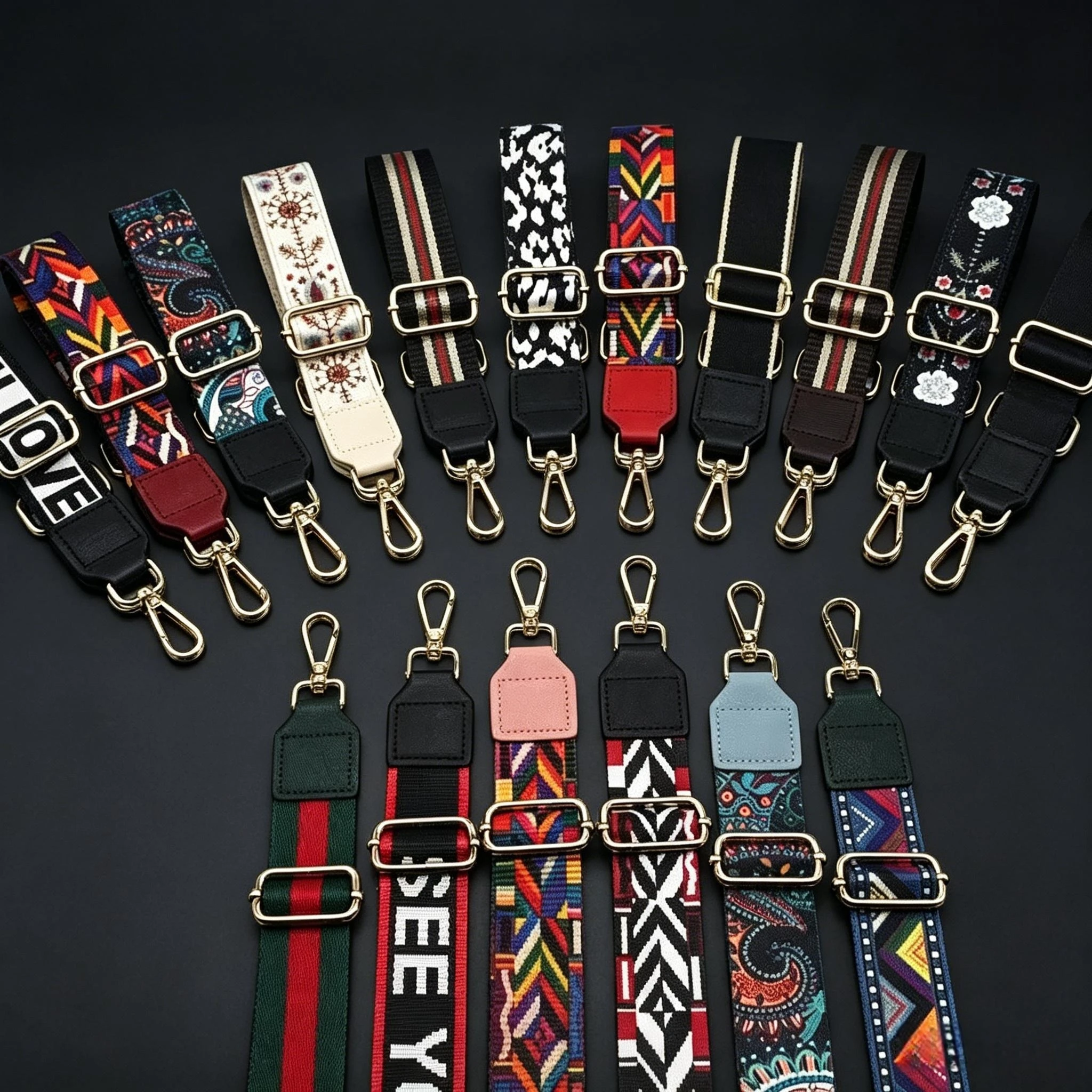 Wide Adjustable Bag Strap Replacement Crossbody Purse Straps Ethnic Print Woven Handbag Shoulder Strap For DIY Messenger Bag Acc