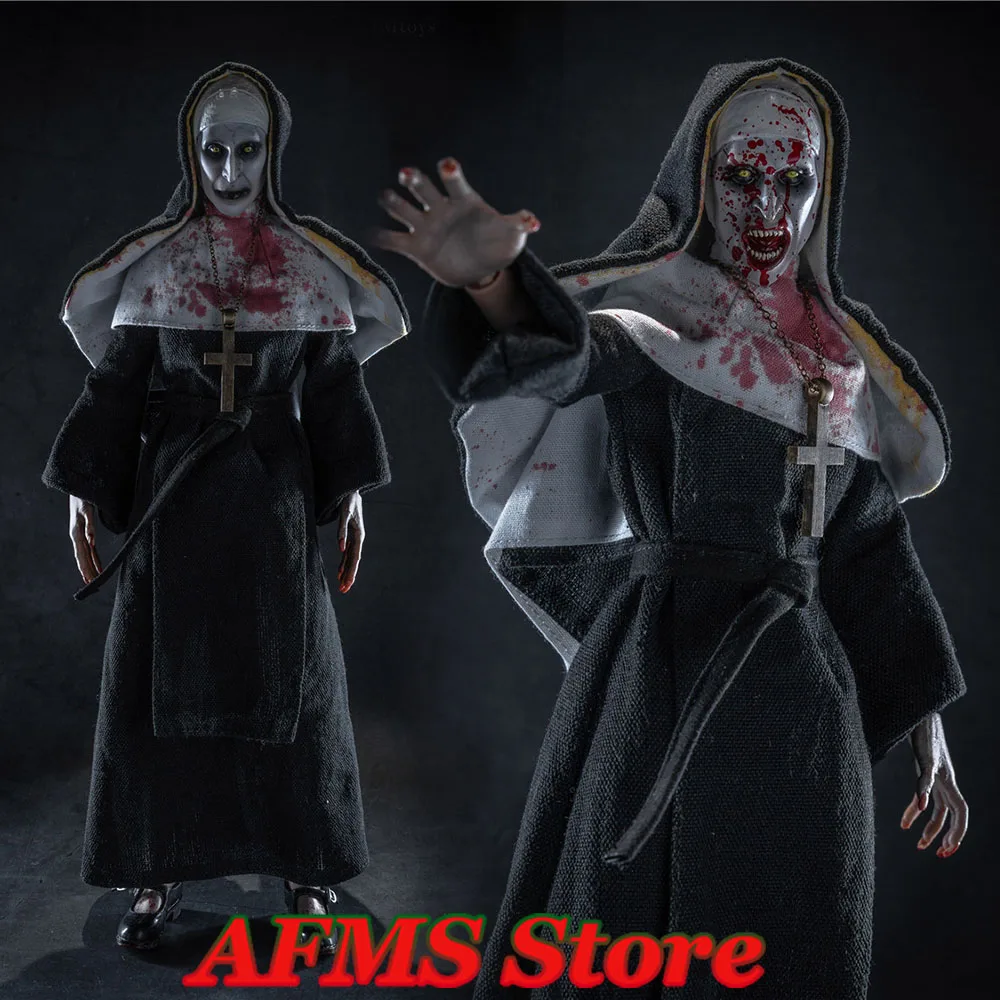 HMTOYS Foo2 1/6 Scale Collectible Figure Ghost Nun Double Head Sculpture Terrifying Halloween Doll 12