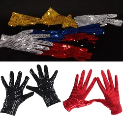 Dance Stage Adult Show Sequin Gloves Night Dance Princess Paillette Sequins Performance Short Gloves Men Women Shinning Gloves