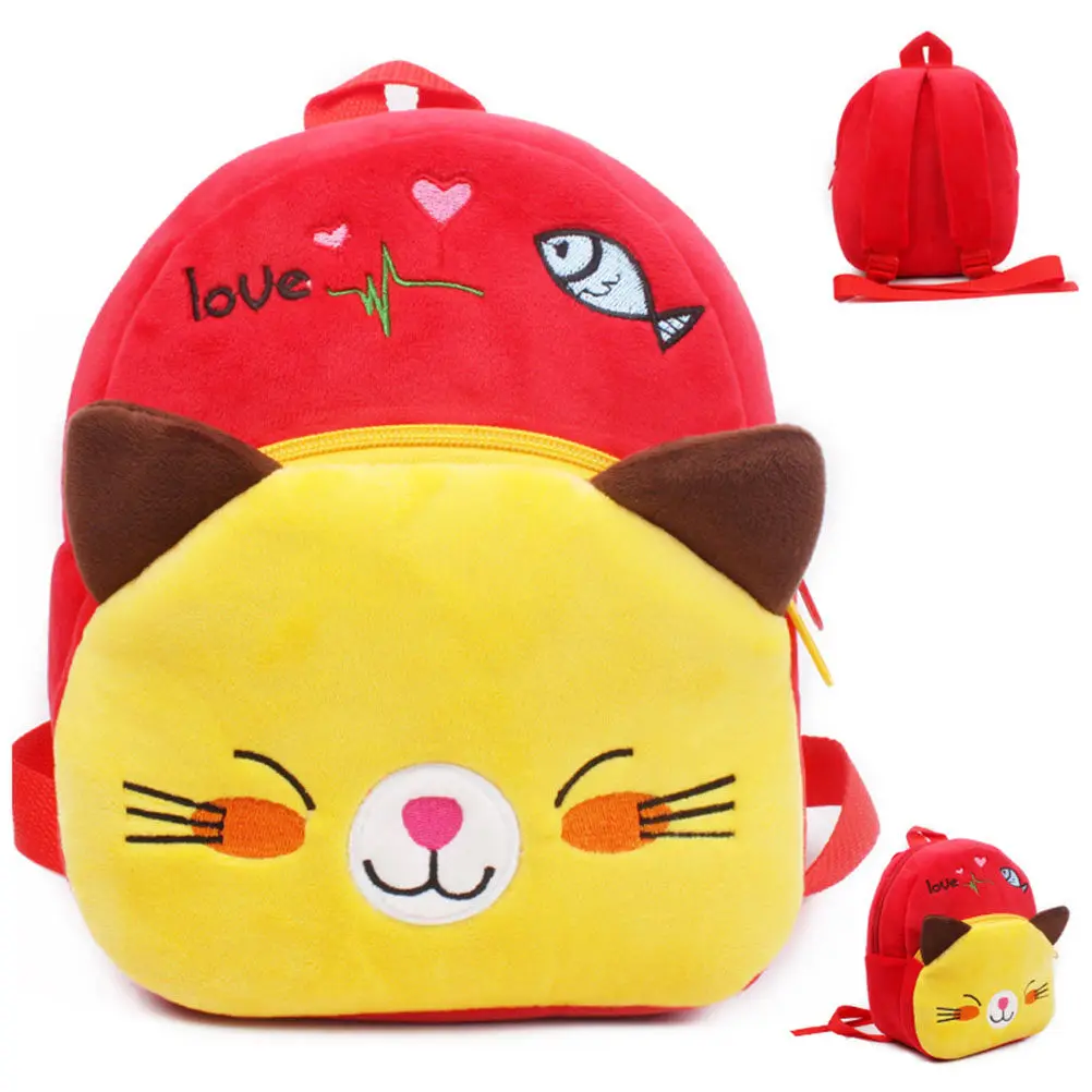 Cartoon Backpack Red Cat Animal Design For Toddler Kids Baby 1-2 Years Nursery Schoolbag Lightweight Durable Machine