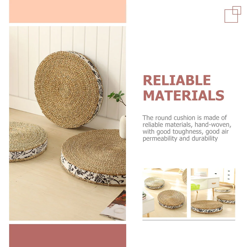 Cushion Tatami Straw Floor Meditation Round Pouf Pillow Japanese Chair Seat Braided Yoga Ottoman Mat Pad Pads Woven Rattan