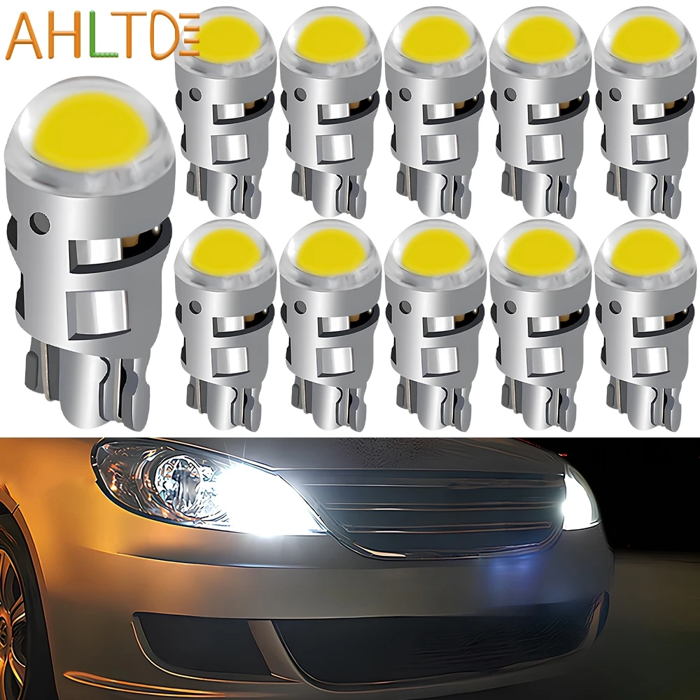 10PCS Car Reading Interior Lamps T10 COB Led DC 12V Signal Lamp Bulb W5W 194 168 Clearance Backup Reverse Fog Light Ultra Bright