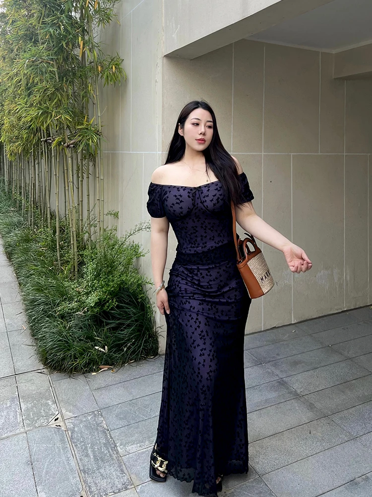 

plus Size Women's Faion Set Light Maturi Purple Top f Skirt Waist Cinching Curvy Friendly Comfortable Fit Spring 2025