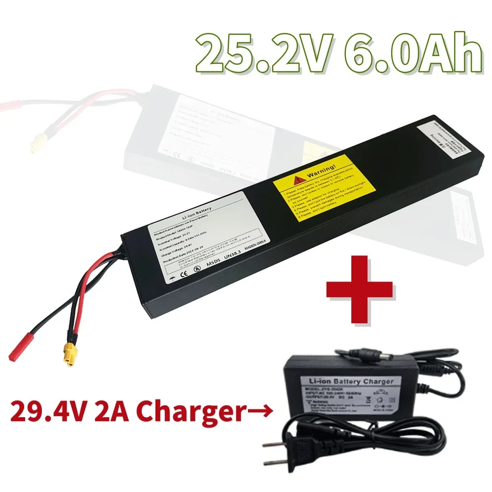 充電器付きリチウムイオン充電式バッテリーパック,7s2p,25.2v,6000mah,18650