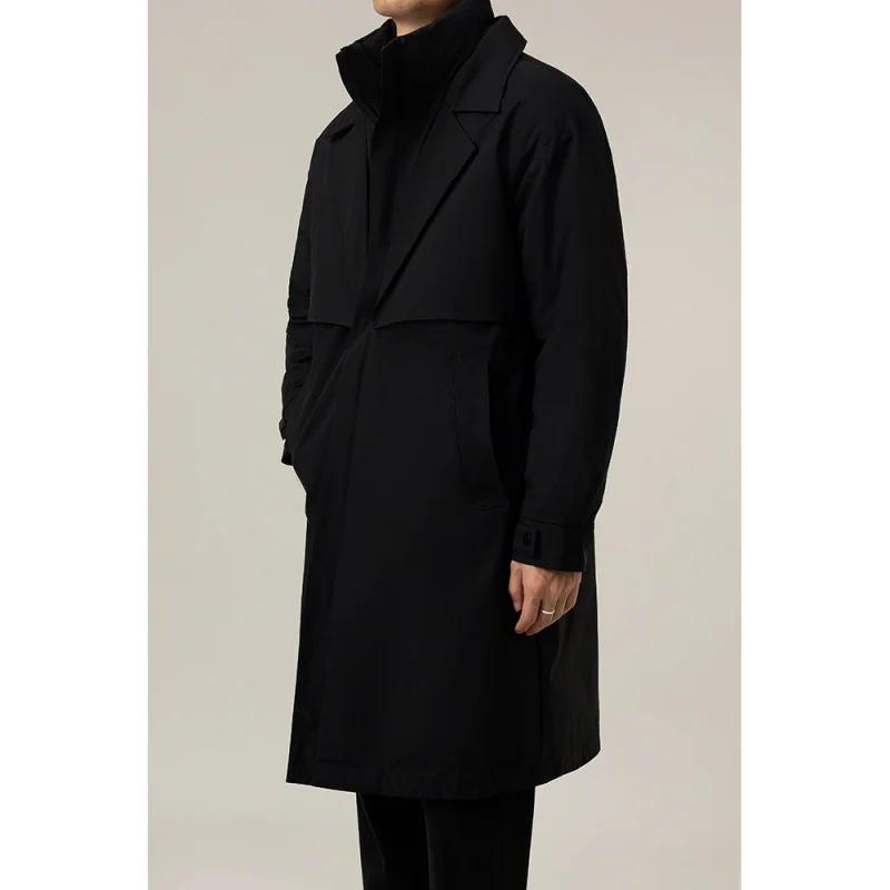 Men's coat mid-length down jacket lightly mature casual loose-fitting thin stand collar coat duck down Korean winter