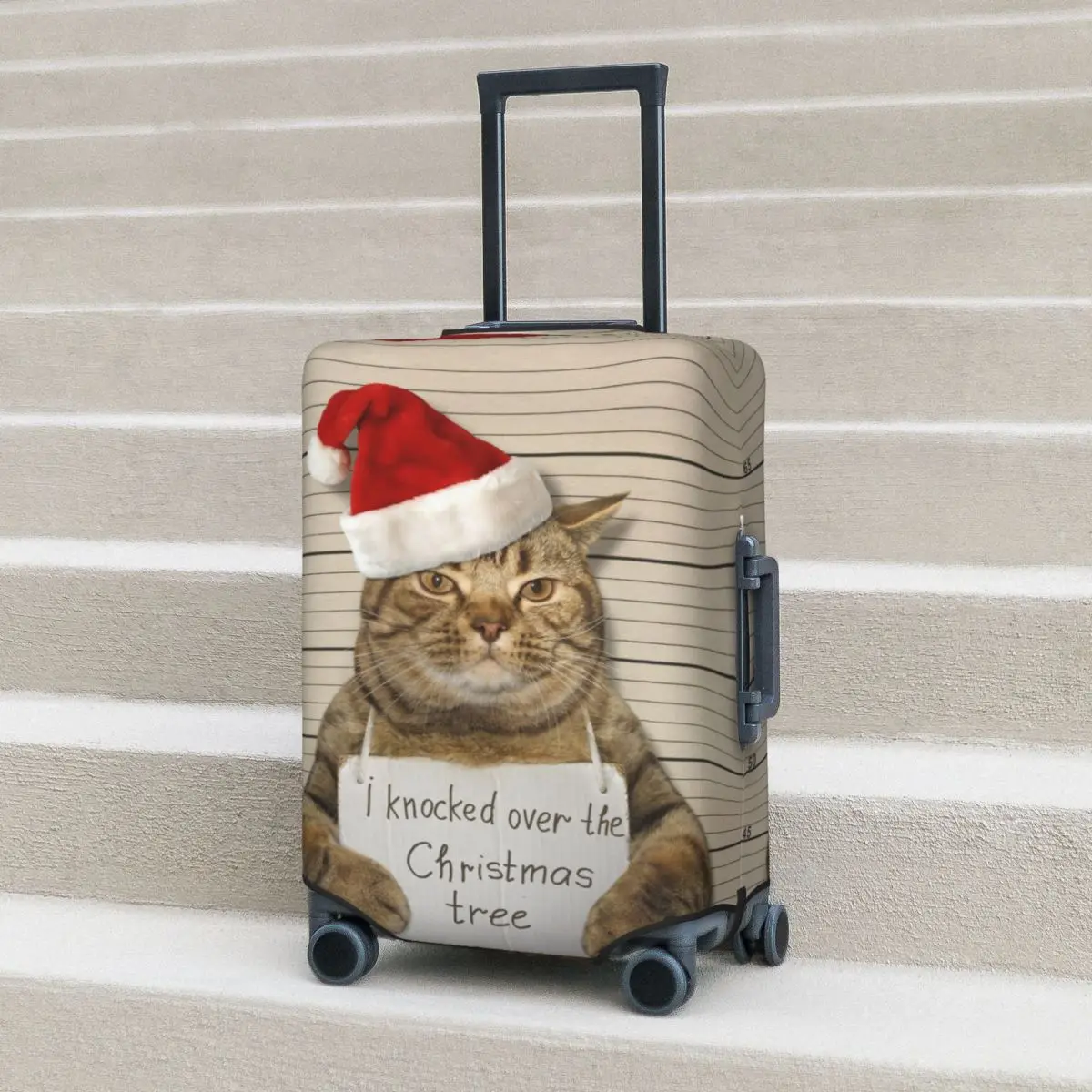 Christmas Tree Suitcase Cover Holiday Bad Cat Funny Practical Luggage Accesories Cruise Trip Protector Dust-proof Christmas Gift