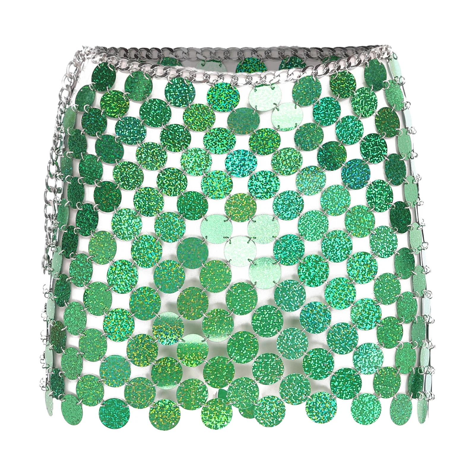 

Women Sparkly Sequin Dots Mini Skirt Waist Chain Hip Skirt with Adjustable Lobster Clasp for Belly Dance Disco Concert