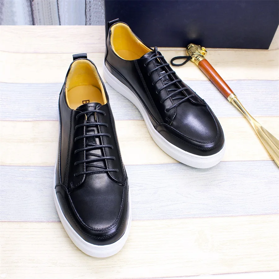 Luxury Handmade Men\'s Leather Shoes Casual Comfortable Men\'s Shoes Brown Lace-up Flat Shoes Men\'s Daily Dating Party Shoes