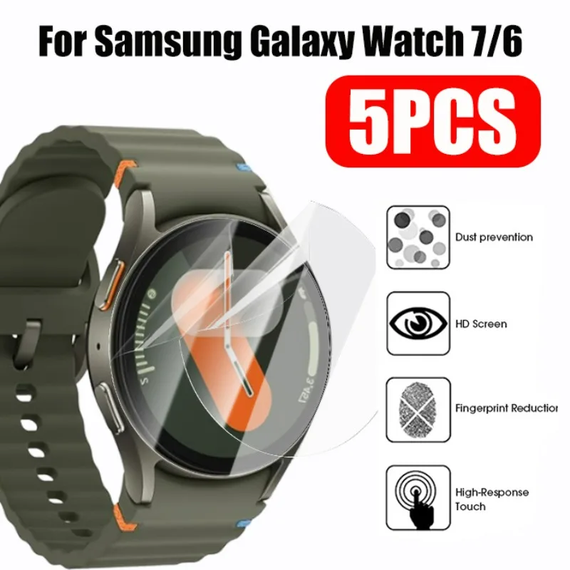 

5-1 шт. Защитная пленка для экрана Samsung Galaxy Watch 7 6, мягкие защитные пленки из ТПУ для Samsung Watch 7 6, защитная гидрогелевая пленка