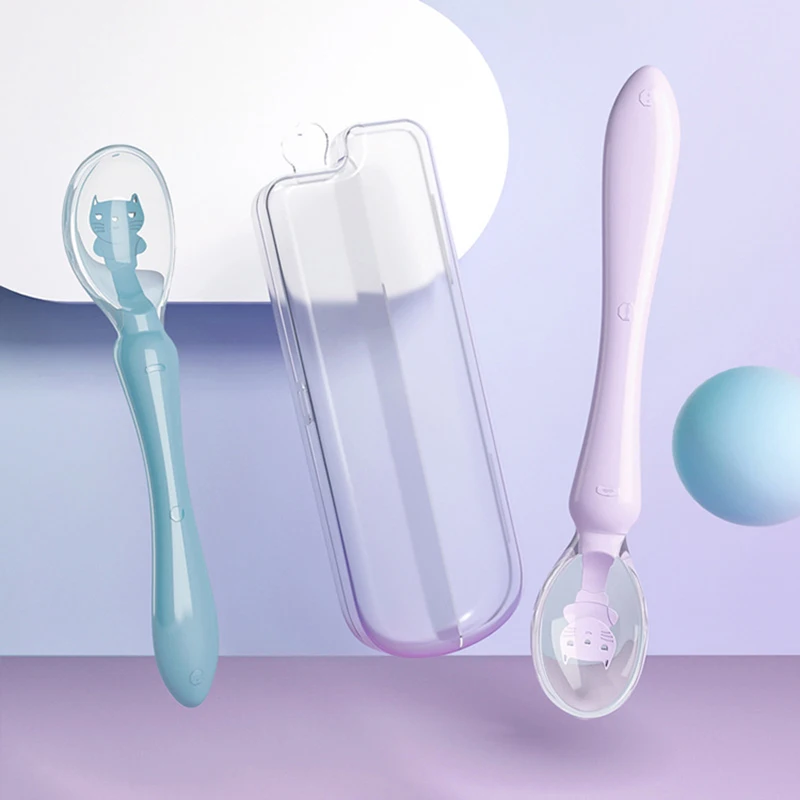 Soft Silicone Baby Feeding Spoon, Candy Color Spoon, Comida para crianças Colheres de bebê, Pratos Alimentador Talheres