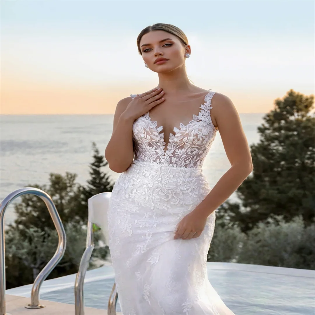 

Изысканные свадебные платья без рукавов по индивидуальному заказу для женщин и невесты, сексуальное платье русалки со съемным шлейфом De Vestido De Noiva