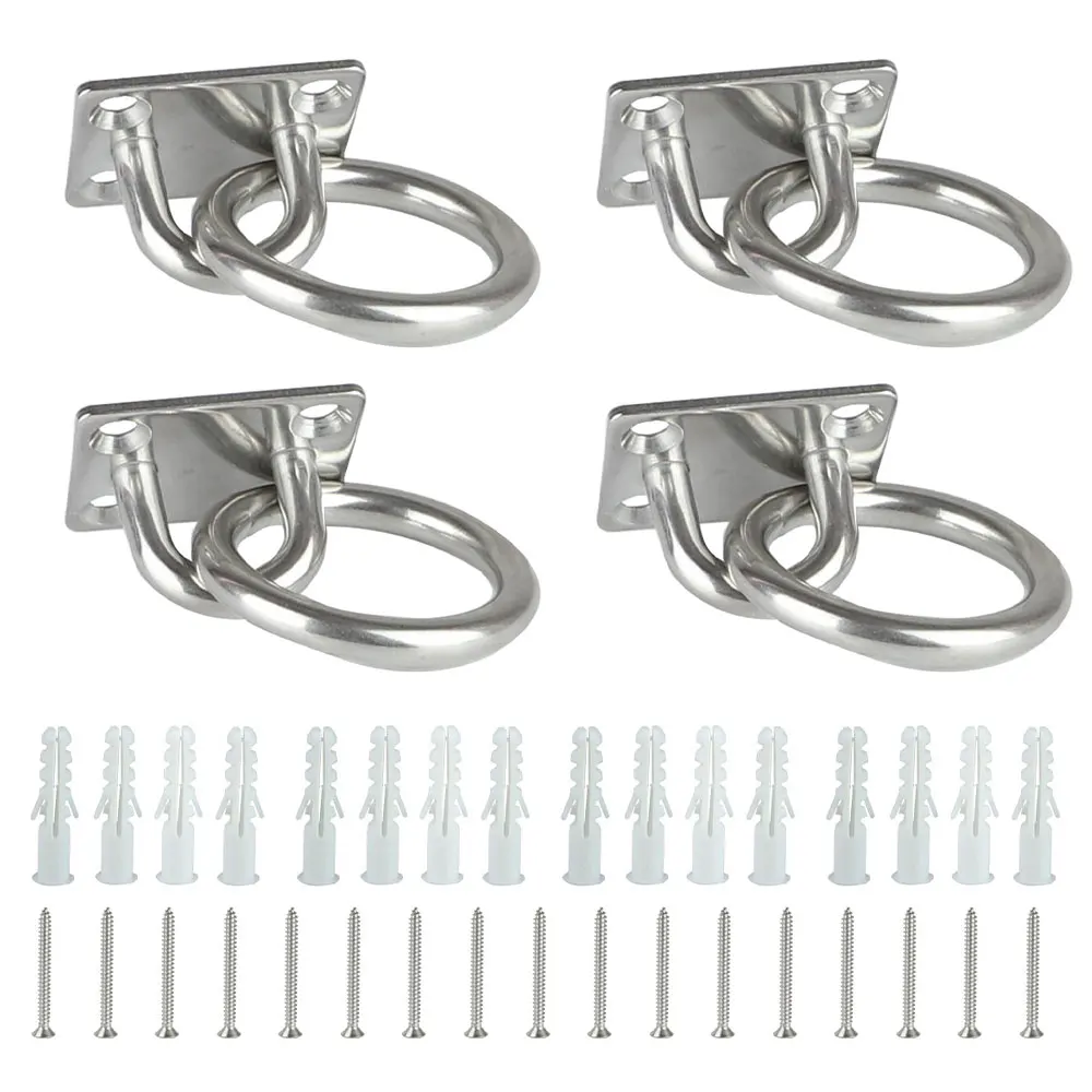 4Pcs 5mm Thickness Ring On Plate 304 Stainless Steel Tie Rings For Horses Decking Rope Fittings Tie Up Stable Ring Hook