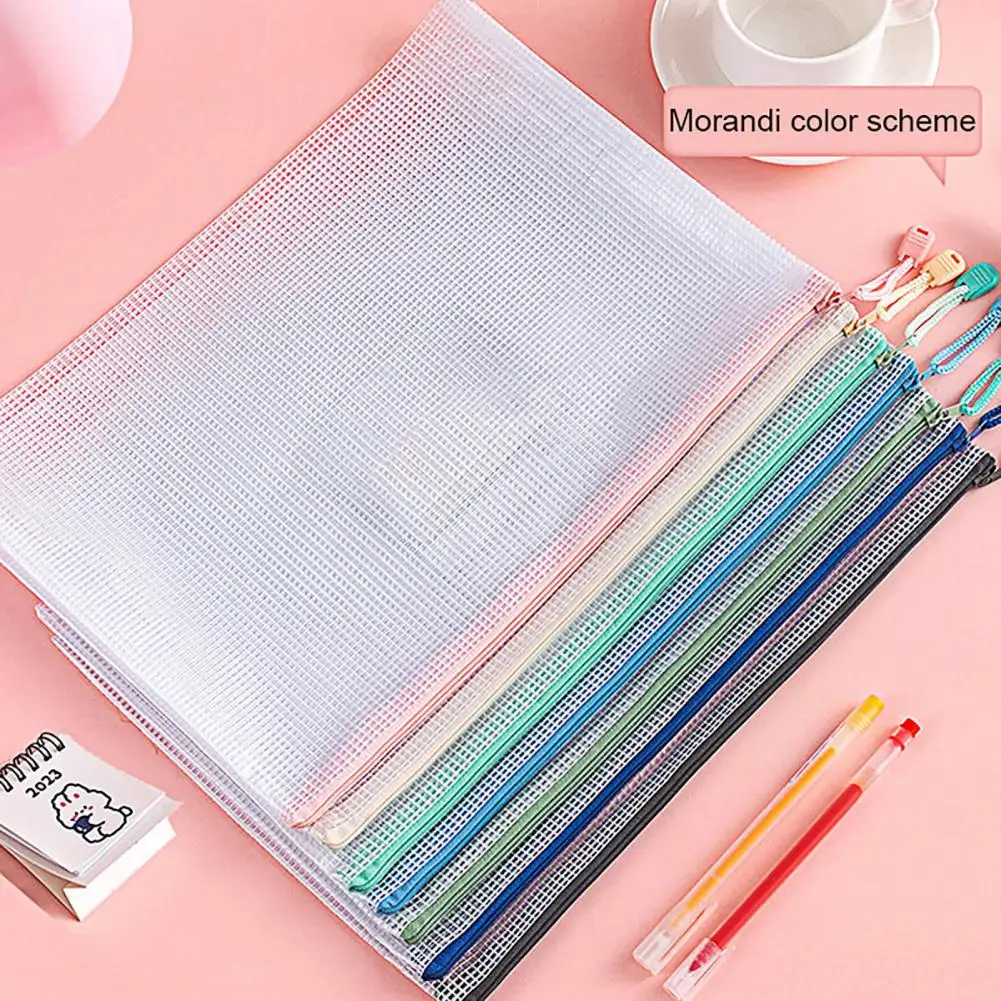 File Bag Large Capacity Storage A4 Files Stationery Carrying Case Transparent Visual Stationery Pouch Office Document Organizer