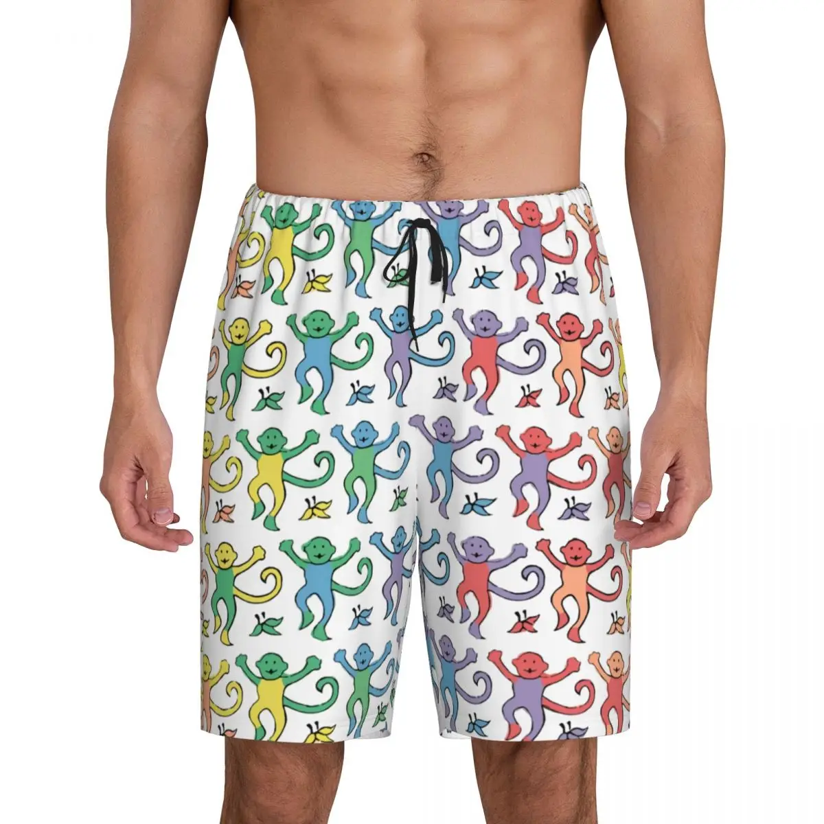 Custom Print Men Preppy Roller Monkeys Rabbit Pajama Bottoms Sleepwear Pjs Sleep Shorts with Pockets