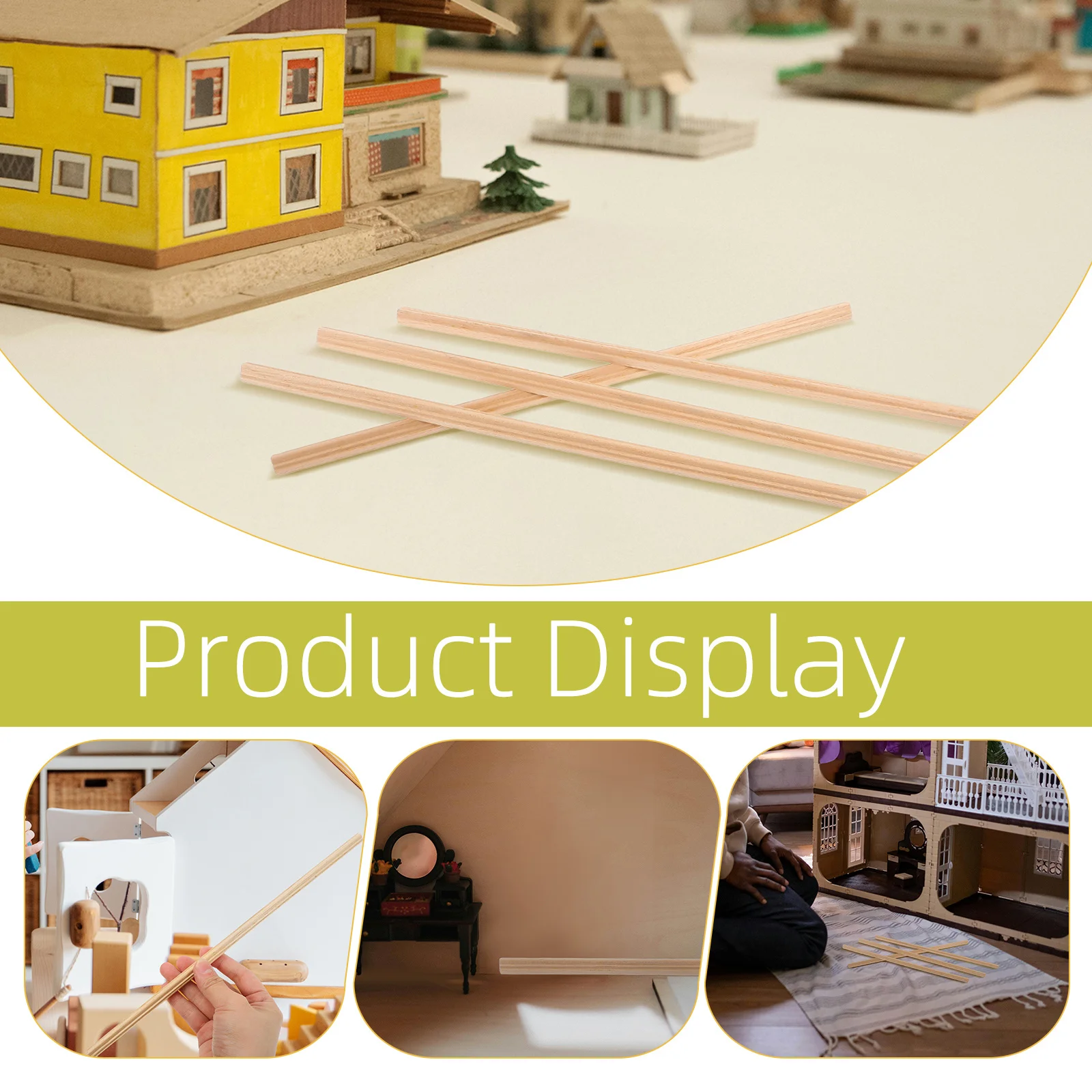 5 szt. Drewniane listwy ozdobne do domku dla lalek, zestaw do dekoracji ścian, listwy przypodłogowe, paski dekoracyjne, materiały do majsterkowania
