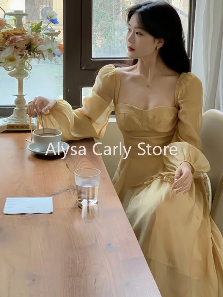 2024 Summer Sexy Sweet Long Dress Women Elegant Vintage Lace-up Vacation Dresses Female Casual Holiday Evening Party Fairy Dress