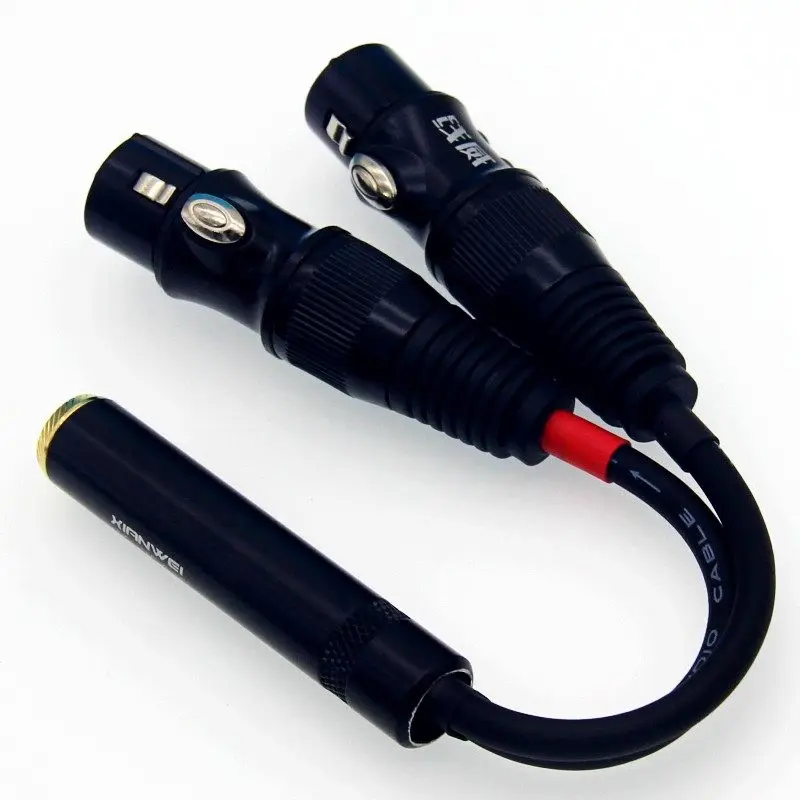 4N OFC 1/4 6.5mm TRS Female To Dual 3Pin XLR Female Y-Splitter Audio Cable 1/4 inch(6.35mm) to 2 XLR Connector
