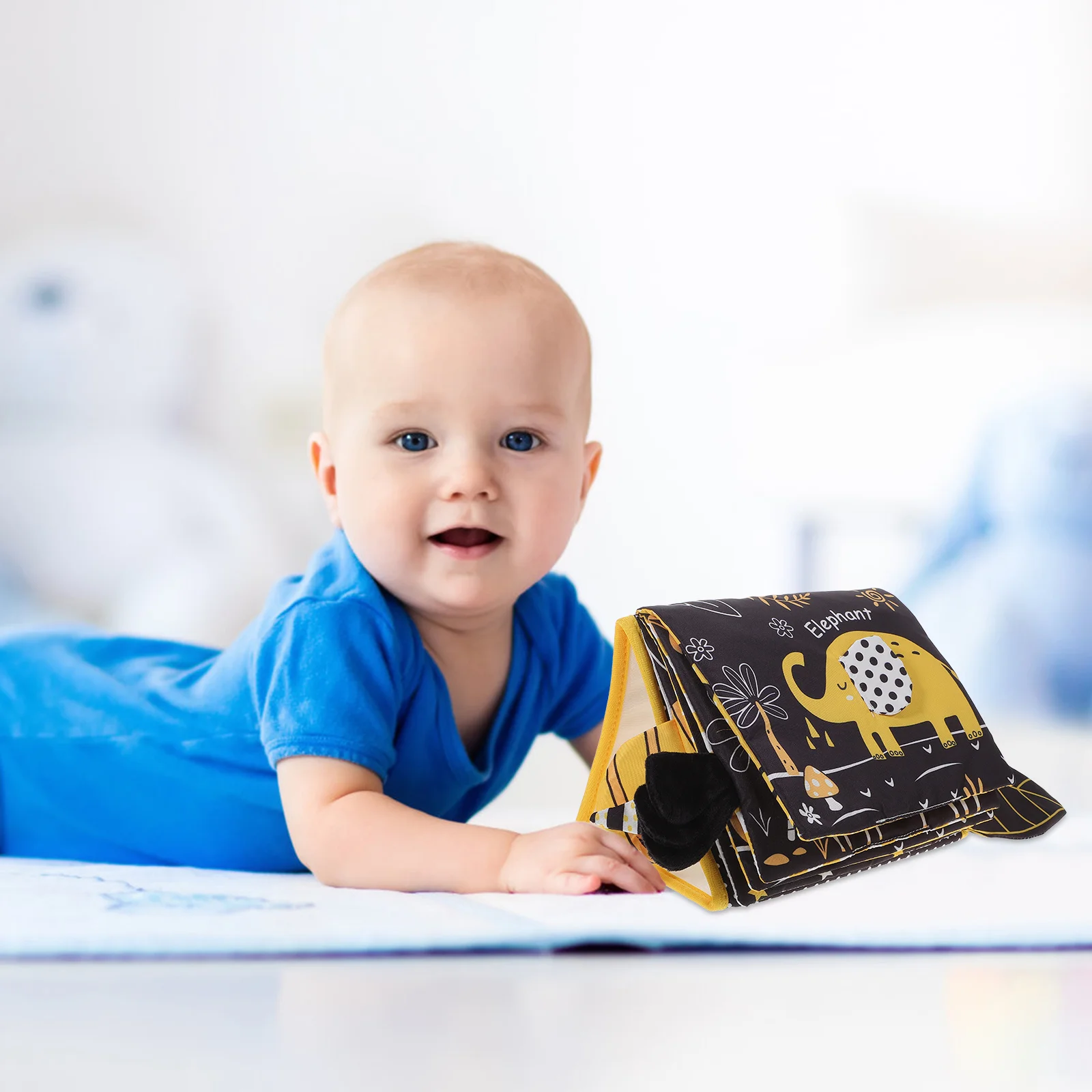 Książeczka materiałowa dla niemowląt z lusterkiem, edukacyjna, rozwijająca zdolności poznawcze, inteligencję, interaktywna zabawa rodzic-dziecko.