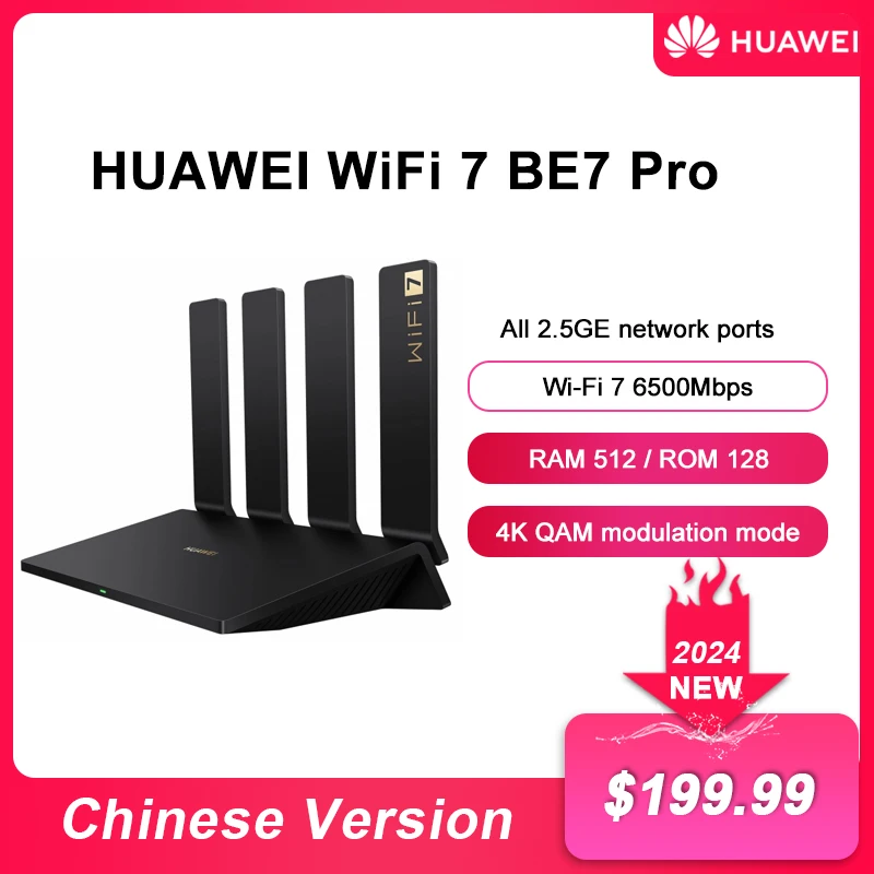 오리지널 화웨이 BE7 프로 와이파이 7 라우터, 2.5GE 네트 포트, 듀얼 밴드 메쉬, 6500Mbps, 4k, QAM, 8 채널 신호, 무선 라우터 리피터 