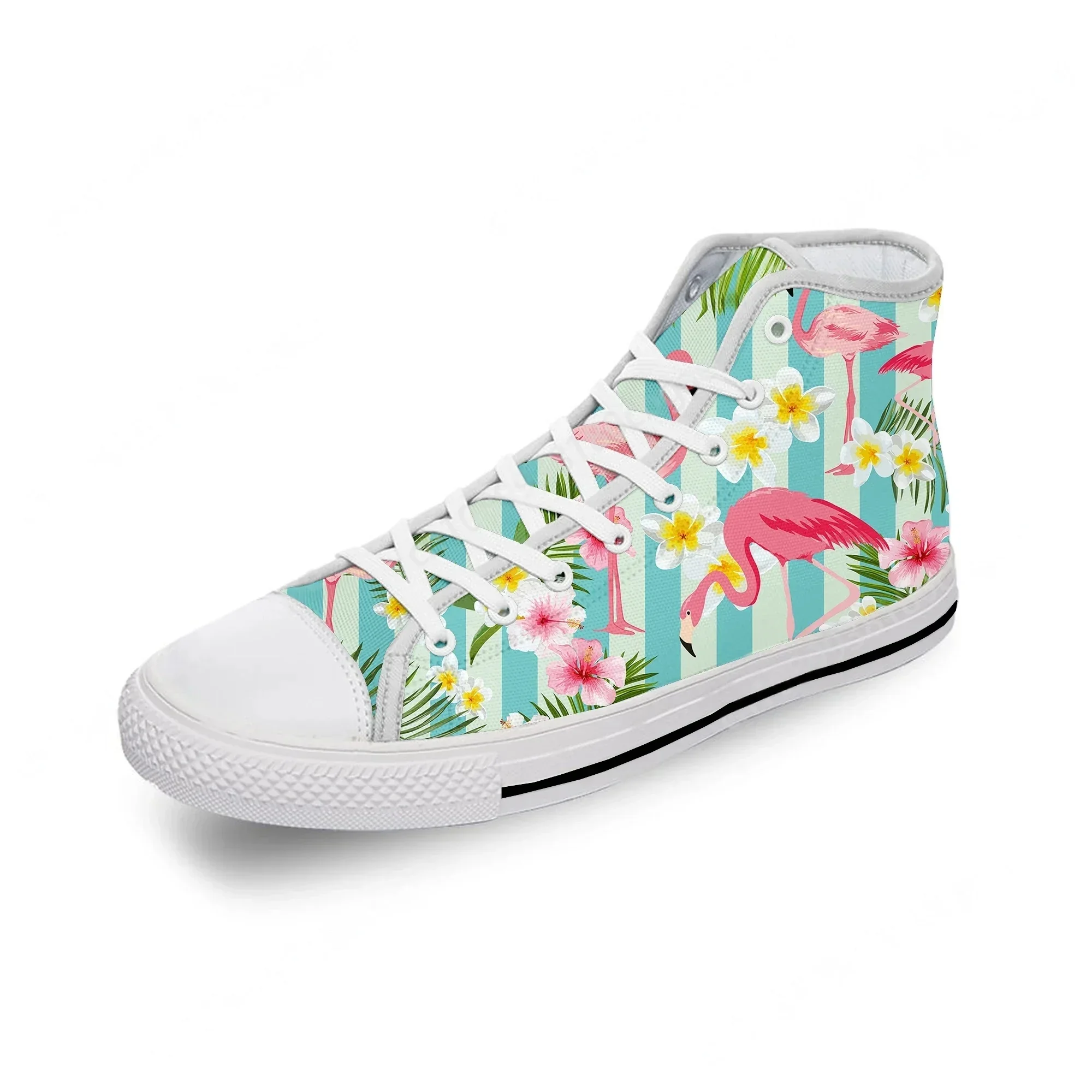 

Модные белые кеды с 3D-принтом в стиле мультяшного фламинго, высокие, из дышащей ткани, легкие, для мужчин и женщин