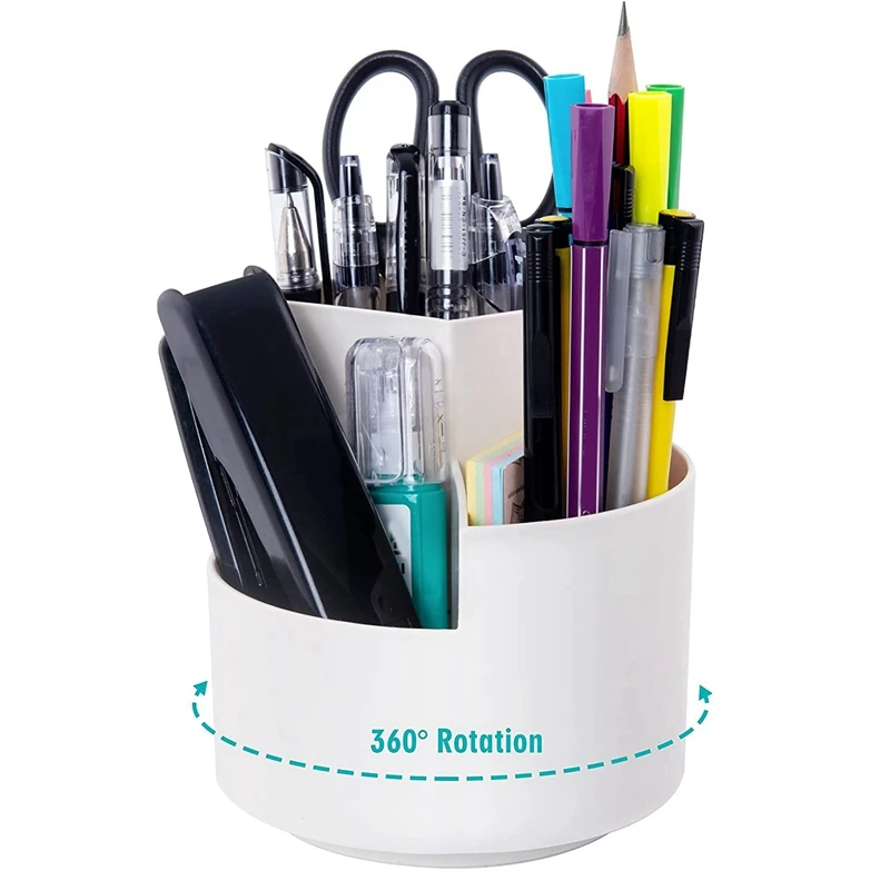 حامل قلم دوار متعدد الأغراض 3 فتحات مقسمة كأس قلم رصاص دوار منظم أقلام مكتبية للمنزل والمكتب
