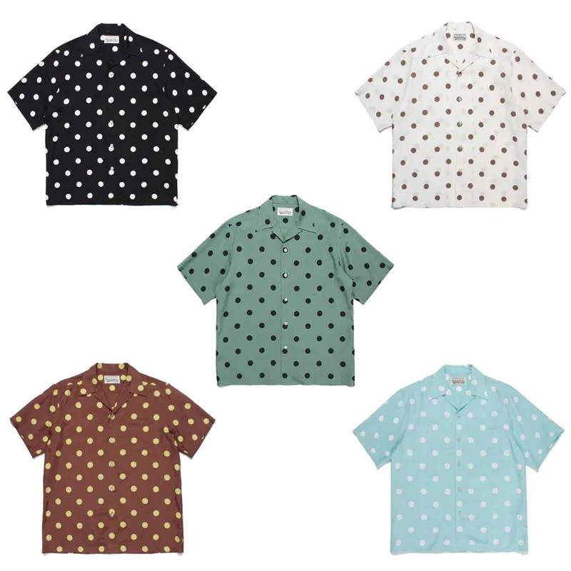 

Multicolour Dot Full Print WACKO MARIA Short Sleeve Shirt Best Quality Summer Casual Mens Womens Hawaii Shirt Tops