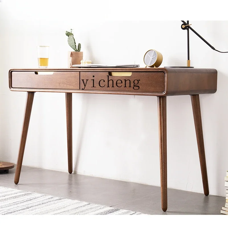 

Furniture Solid Wood Desk Double Drawer Study Table Computer Office Light Luxury