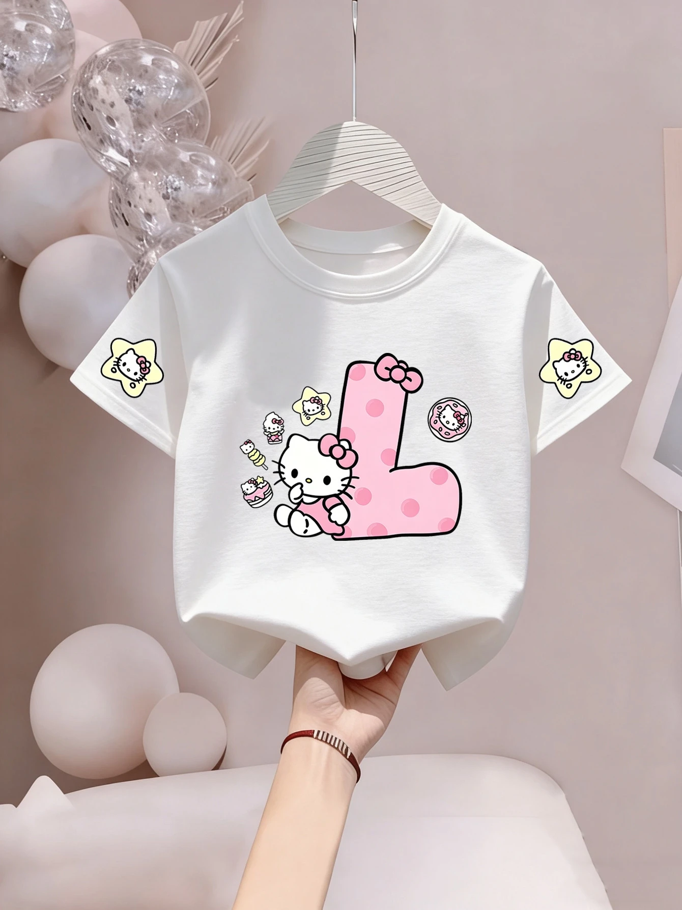 Cute Kawaii Hello Kitty Print Series Printed Character T-shirt, Cute and Fashionable Trend, The First Choice for Shopping