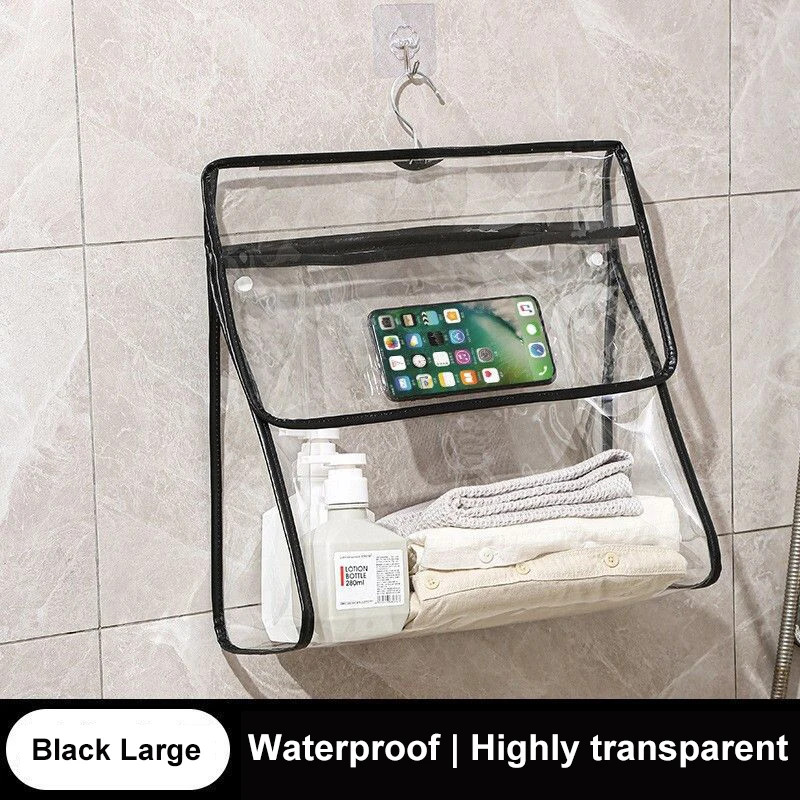 1pc Waterproof Hanging Bathroom Bag Mobile Phone Clothing Storage Bag Cosmetic Storage Bag Transparent Wash Bag