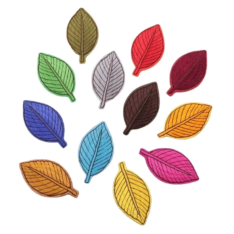 100pcs/Lot Small Leaf Embroidery Patch Forest Pink Blue Plant Curtain Shirt Bag Clothing Decoration Accessory Craft Diy Applique