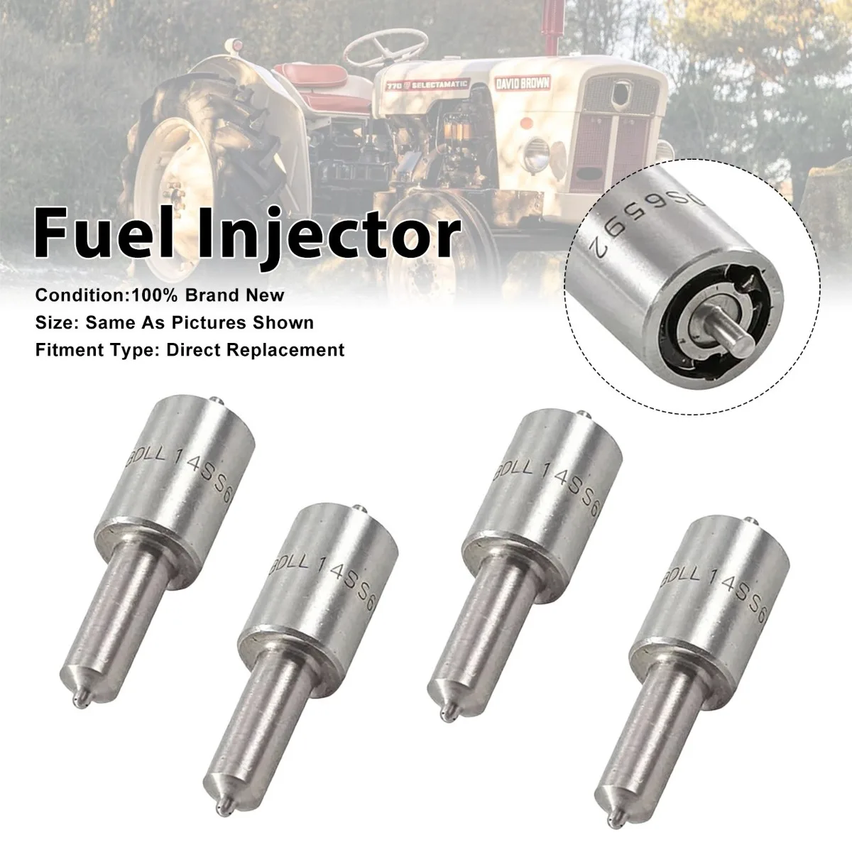 4Pcs Car Fuel Injector Replacement Accessories For David Brown 770 885 900 1294 1390 1410 BDLL140S6592