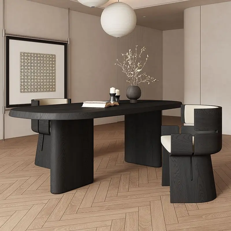 Nordic medieval style solid wood dining table wabi modern minimalist desk deskfamily rectangular workbench