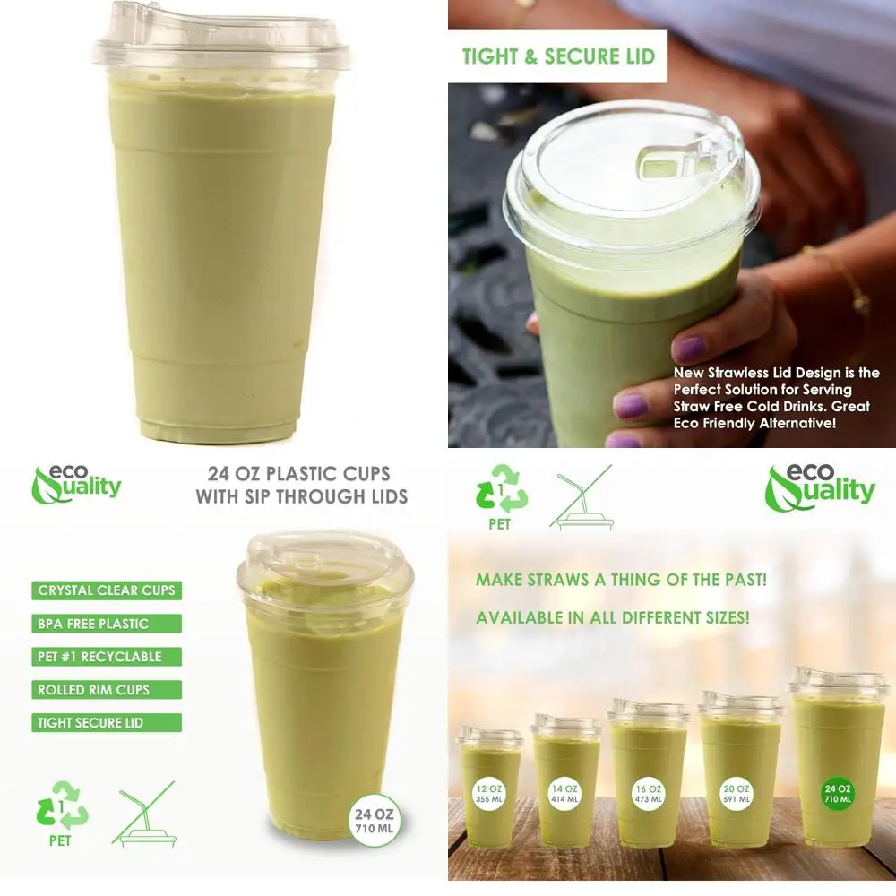 

Прозрачные пластиковые стаканчики емкостью 24 унции с крышками — идеально подходят для агентов, напитков и вечеринок