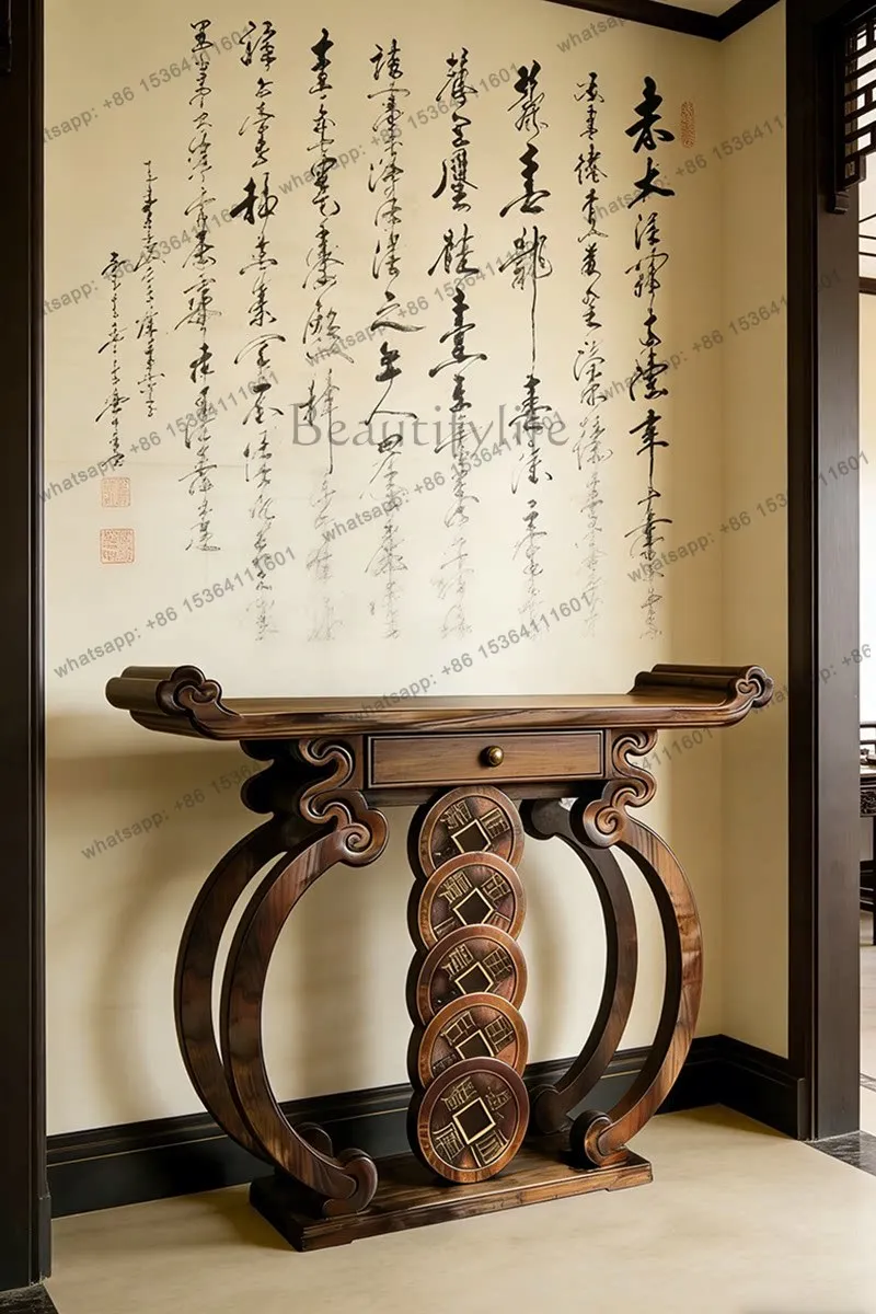 

Новый китайский стол-тумба из черного ореха, пристенный, из массива дерева.