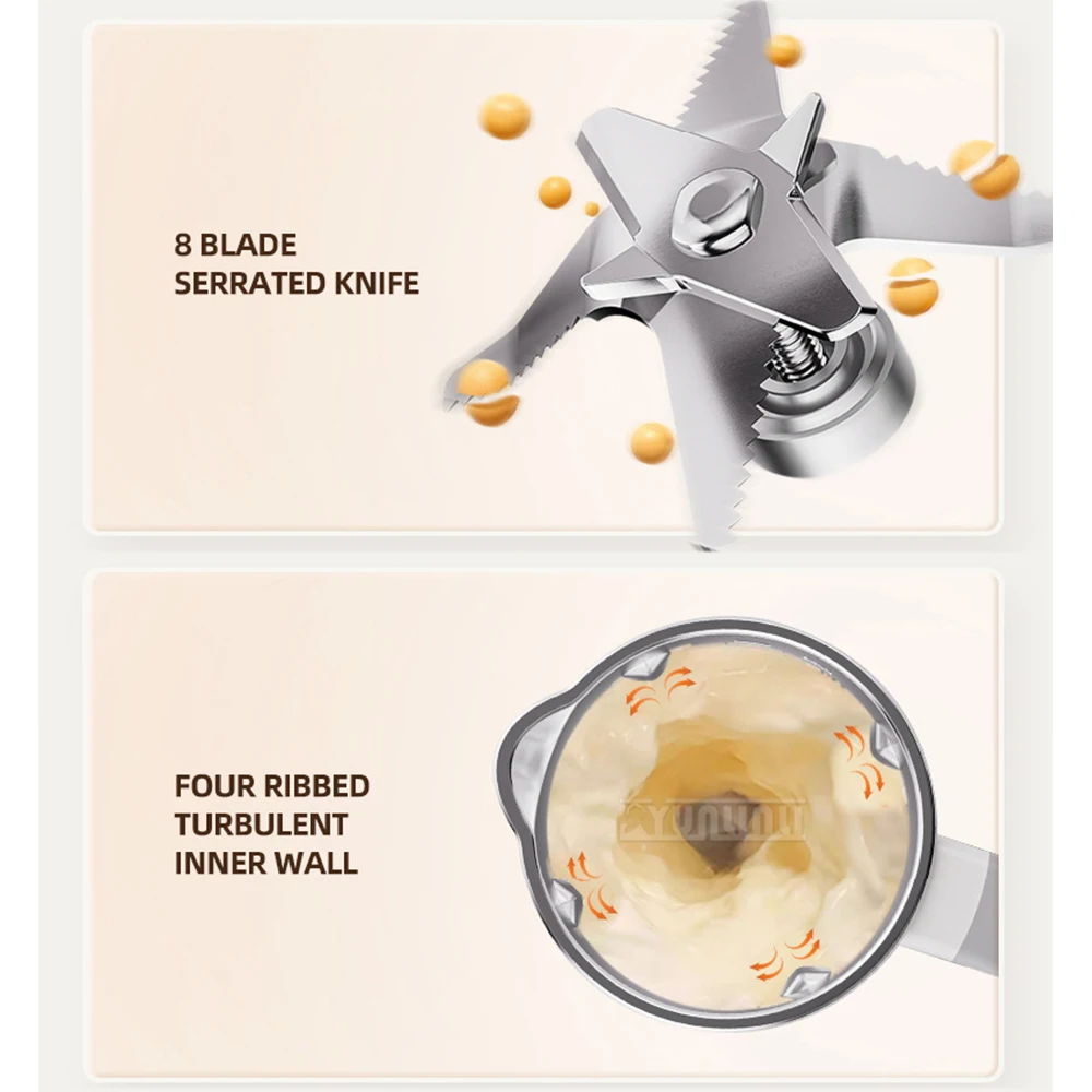 Портативная соковыжималка 800 мл, электрический высокоскоростной блендер со звукоизоляционной крышкой, бытовая машина для соевого молока
