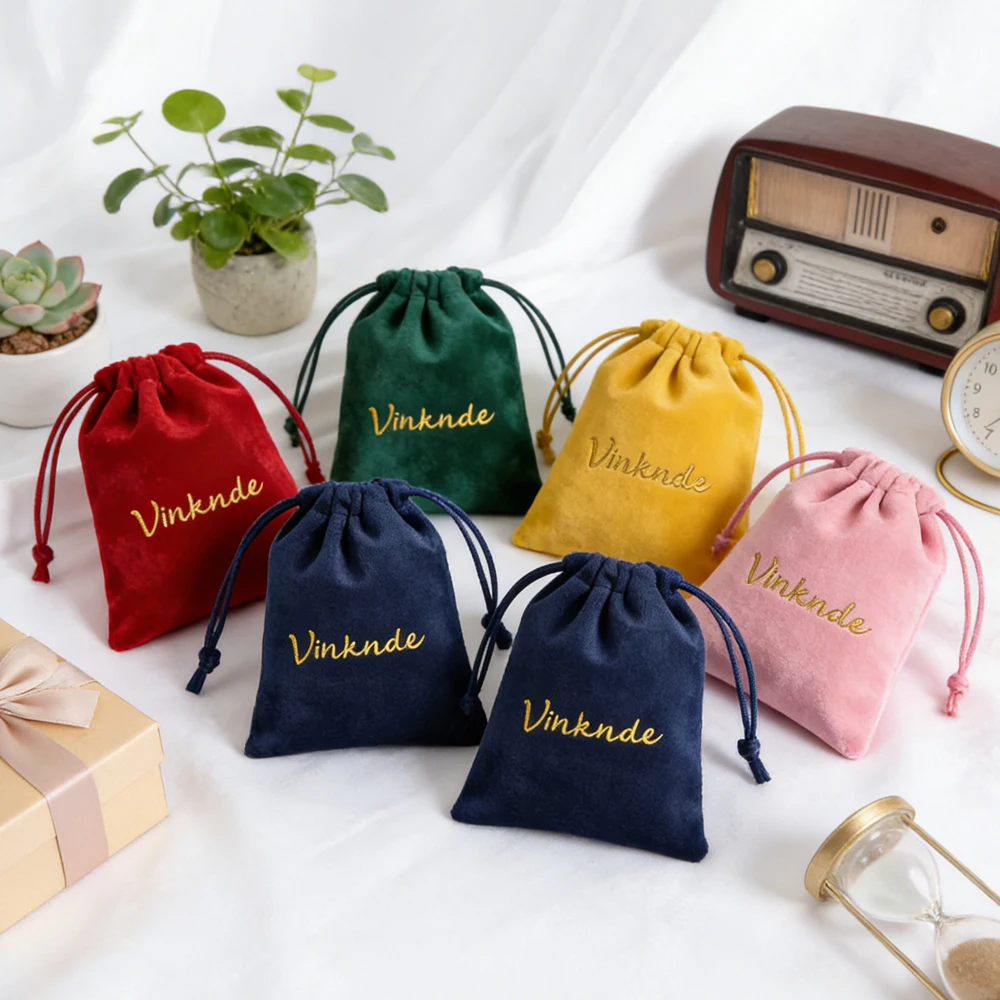 

100Pcs Velvet Drawstring Bag Travel Jewelry Organizer Pouches Custom Logo Wedding Birthday Party Favors For Guests Gift Bags
