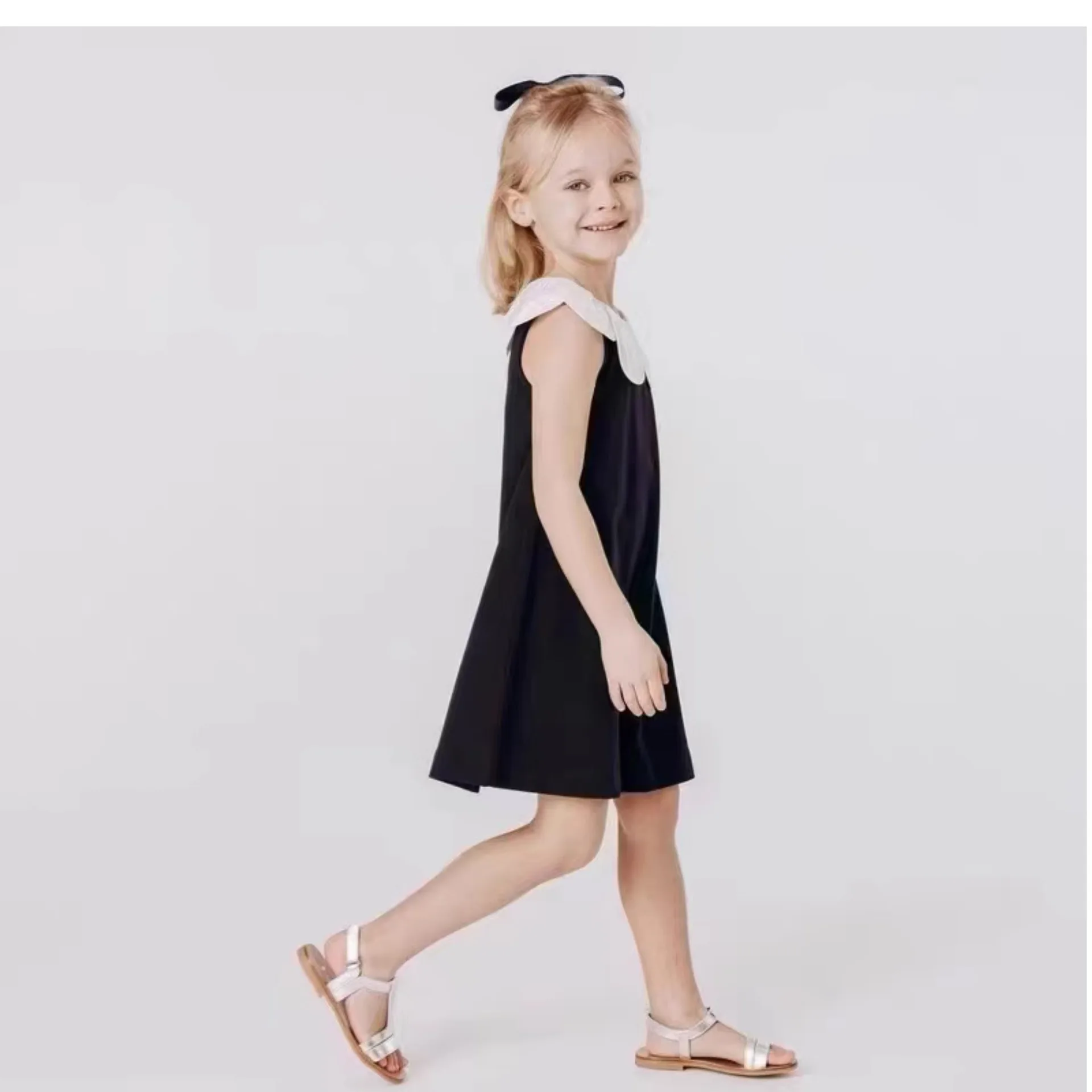 European and American Children's Dress 2024 New Summer Girls' Cute Sleeveless Fashionable Academy Style Dress y1285