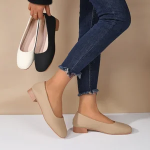 Soft Leather Round Toe Slip-On Shoes 2026 Spring Casual Office Footwear