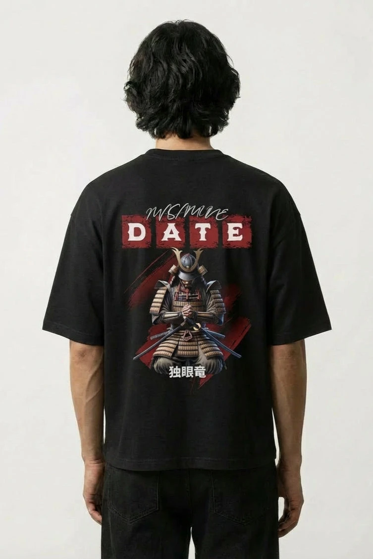 T-shirt Date Masamune, vêtements samouraï japonais, impression graphique, style unisexe de luxe haut de gamme, pour hommes et femmes