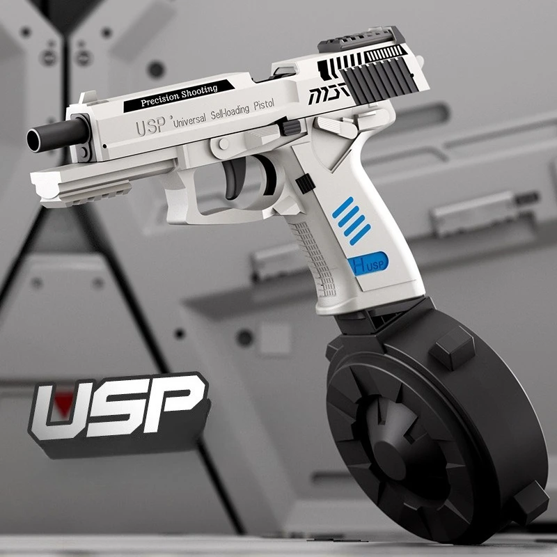 Pistolet zabawkowy USP z ciągłym strzelaniem i pistoletem wywiercającym Drump Airsoft Blowback Miękka kula Pistolet zabawkowy Pusta wisząca broń Prezent dla chłopców