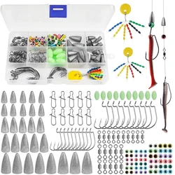 150Pcs Texas Rig Carolina Rig Kit Included Bullet Sinkers Worm Hooks Fishing connector for Bass Walleye Rig lure Fishing tackle
