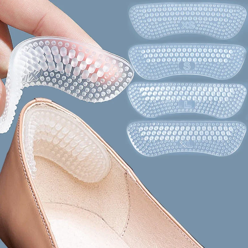 1 Pair Silicone Transparent Heel Stickers Thin Invisible Heel Clip Foot Care Sticker Antiskid Cushion High Heel Shoes Inserts